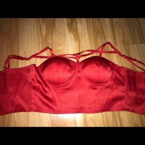 Red caged bustier